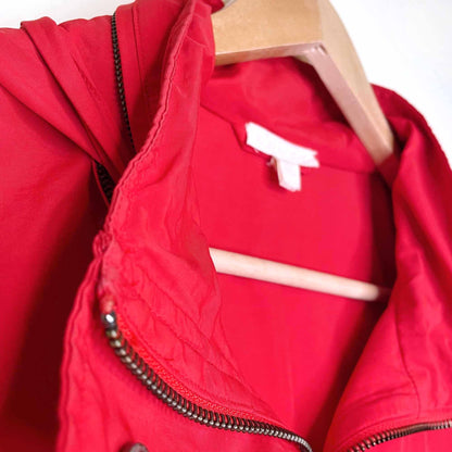 eileen fisher organic cotton nylon anorak jacket with hideaway hood - size medium