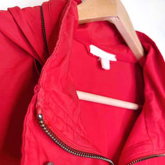 eileen fisher organic cotton nylon anorak jacket with hideaway hood - size medium