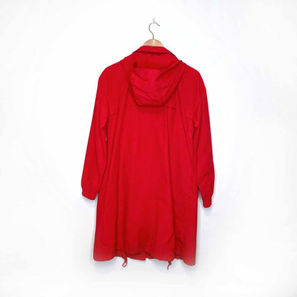 eileen fisher organic cotton nylon anorak jacket with hideaway hood - size medium