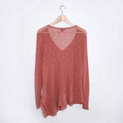 Eileen Fisher linen v-neck asymmetrical sweater - size xl