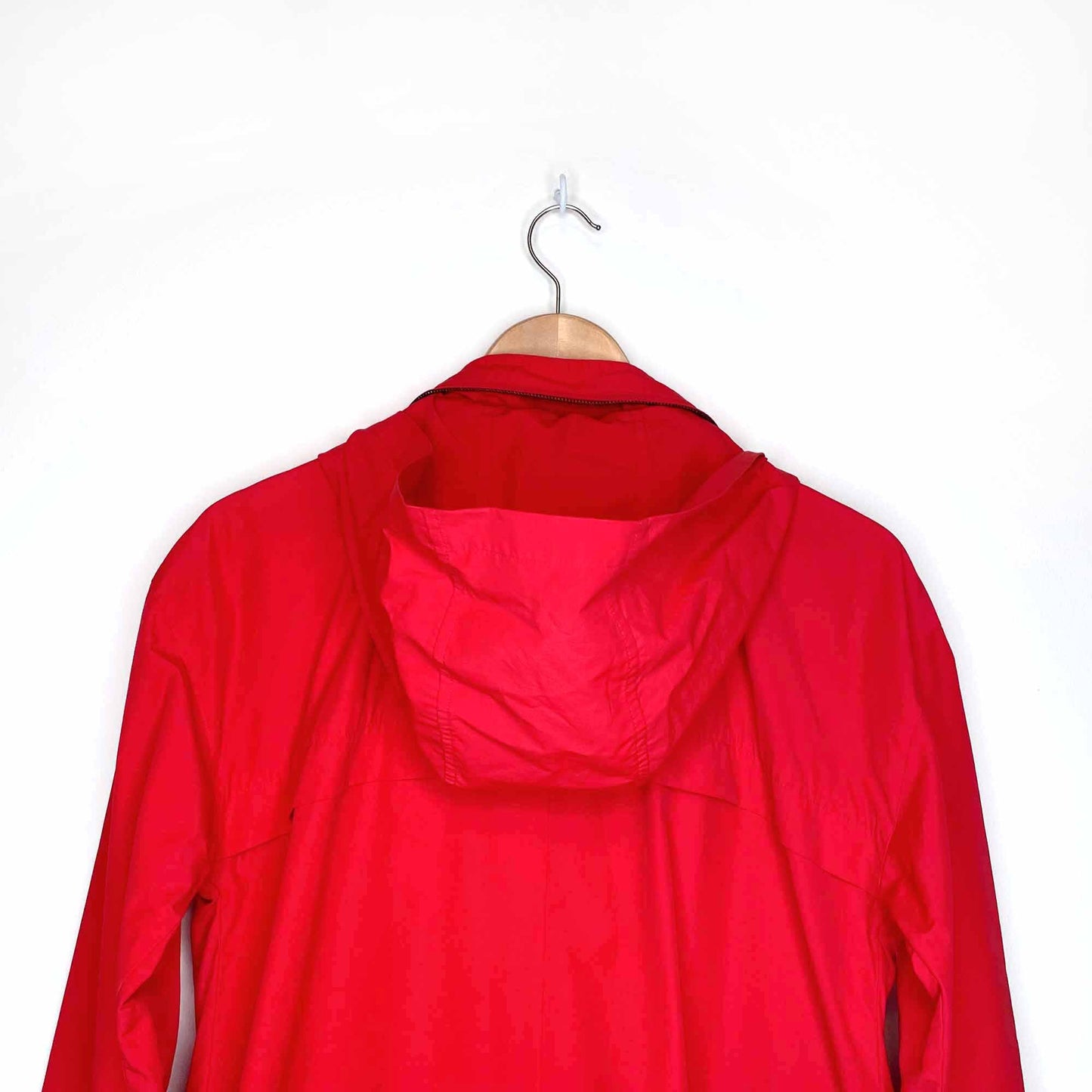 eileen fisher organic cotton nylon anorak jacket with hideaway hood - size medium