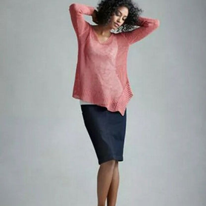 Eileen Fisher linen v-neck asymmetrical sweater - size xl