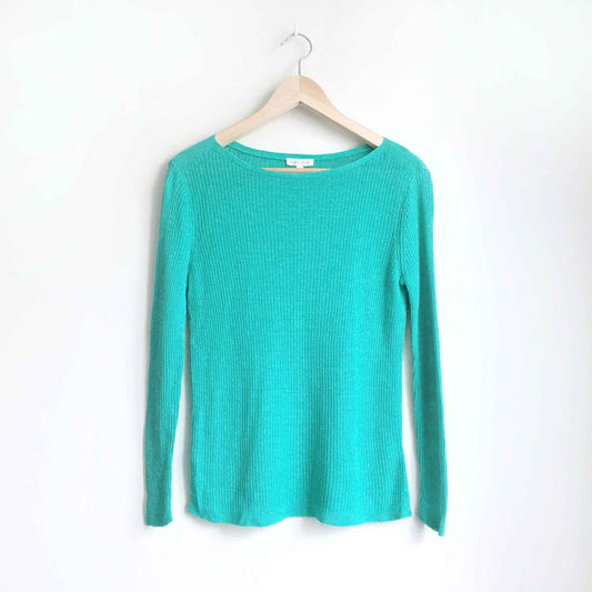 Eileen Fisher boat neck ribbed linen sweater - size xs
