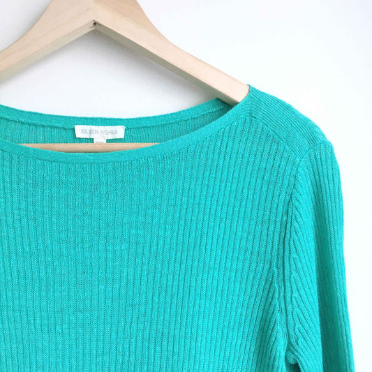 Eileen Fisher boat neck ribbed linen sweater - size xs