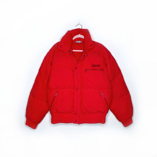 vintage 80s ellesse red short down puffer jacket - size 38