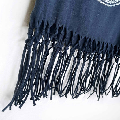 thailand elephant sleeveless crop top with fringe hem - size xs/sm