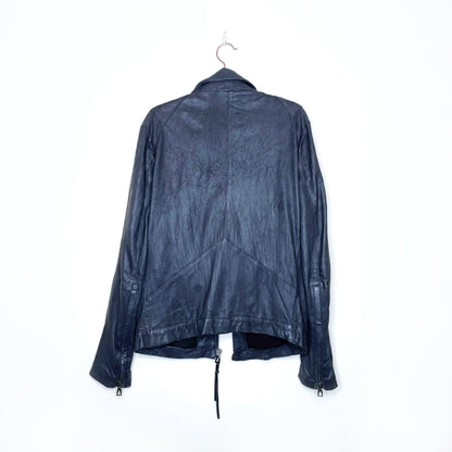 eleven paris grey leather moto jacket - size medium
