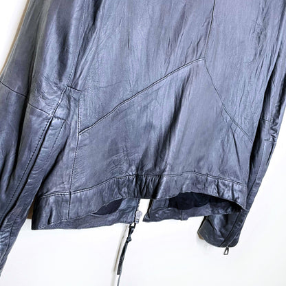 eleven paris grey leather moto jacket - size medium