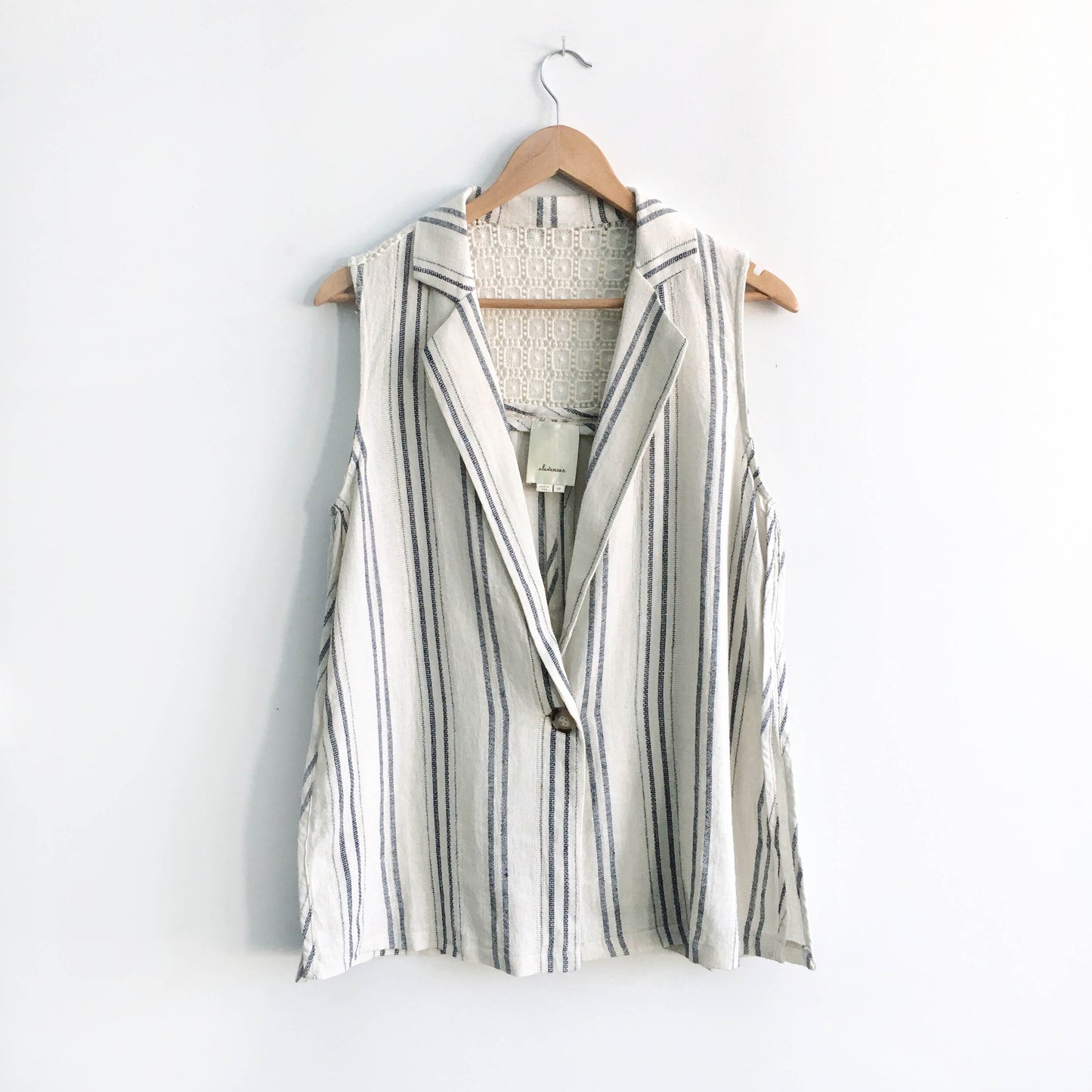Elevenses Striped Linen Vest - size Small