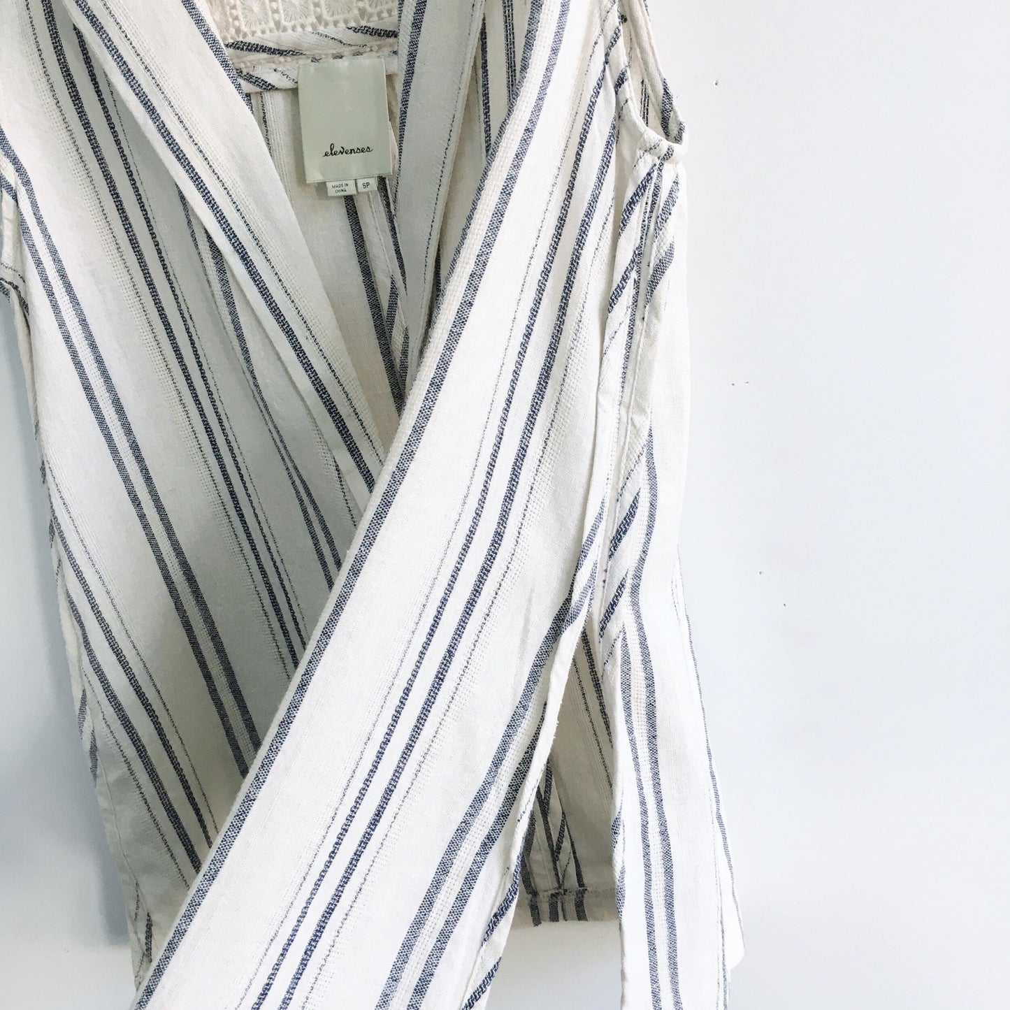 Elevenses Striped Linen Vest - size Small