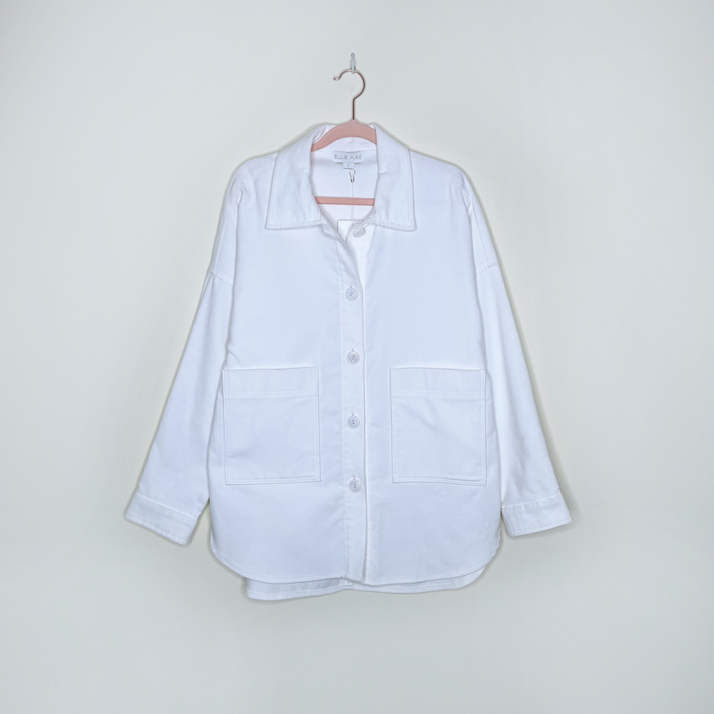 nwt ellie mae white cord frye shacket - size medium