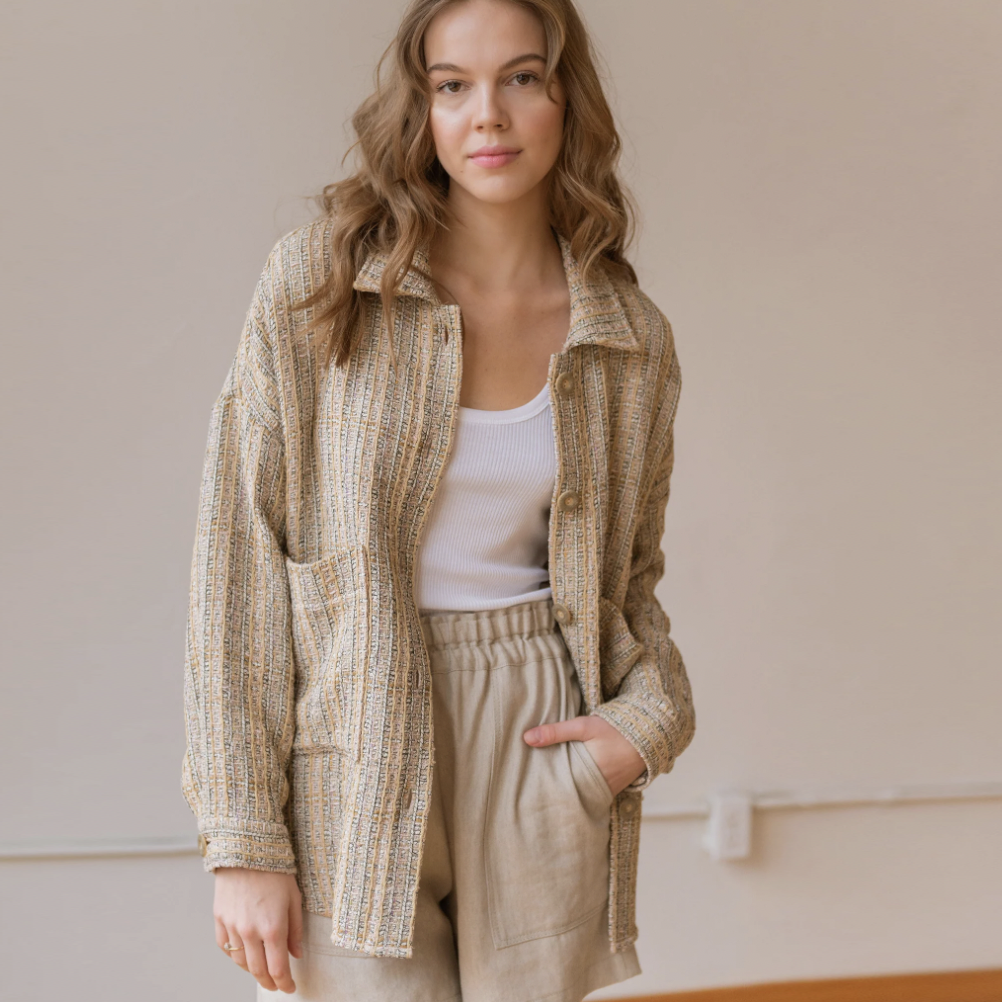 nwt ellie mae white cord frye shacket - size medium