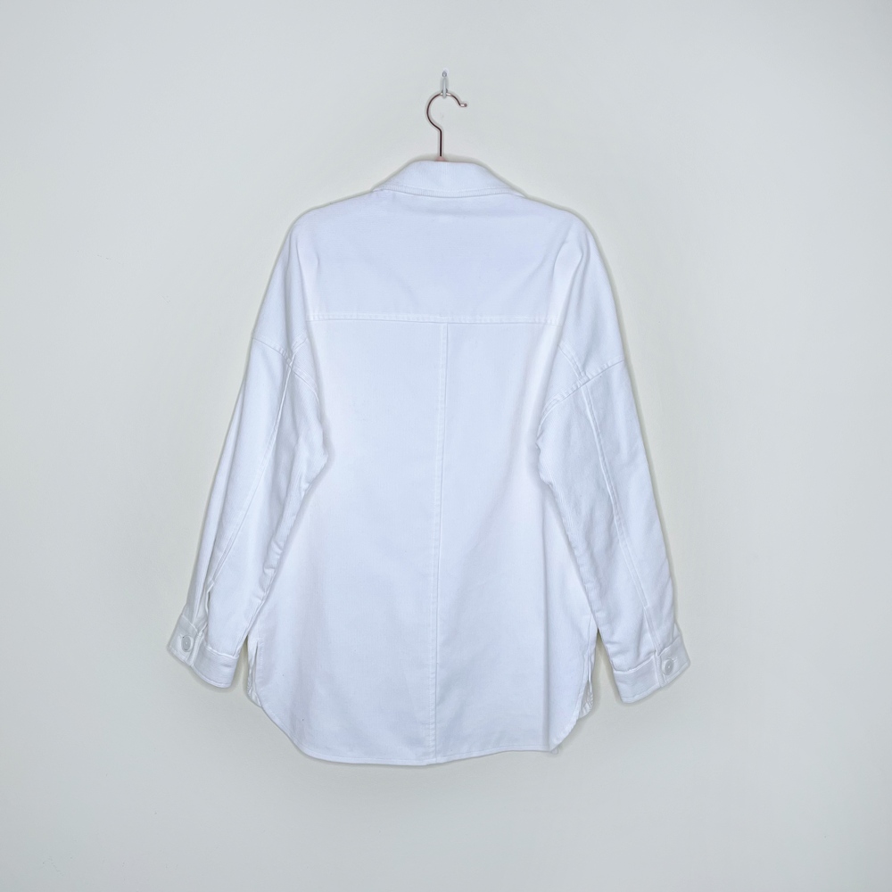 nwt ellie mae white cord frye shacket - size medium