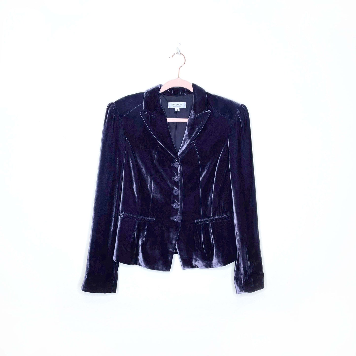 emanuel ungaro purple silk-blend velvet fitted blazer - size 6
