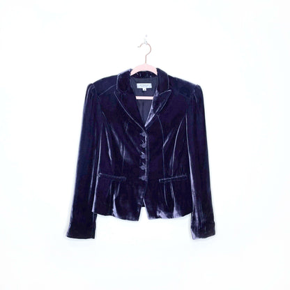 emanuel ungaro purple silk-blend velvet fitted blazer - size 6