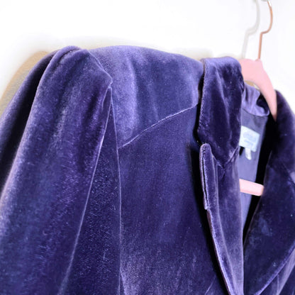 emanuel ungaro purple silk-blend velvet fitted blazer - size 6