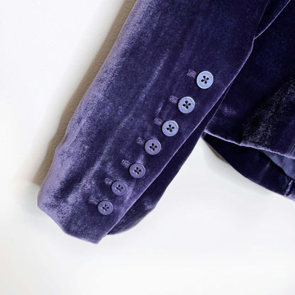 emanuel ungaro purple silk-blend velvet fitted blazer - size 6