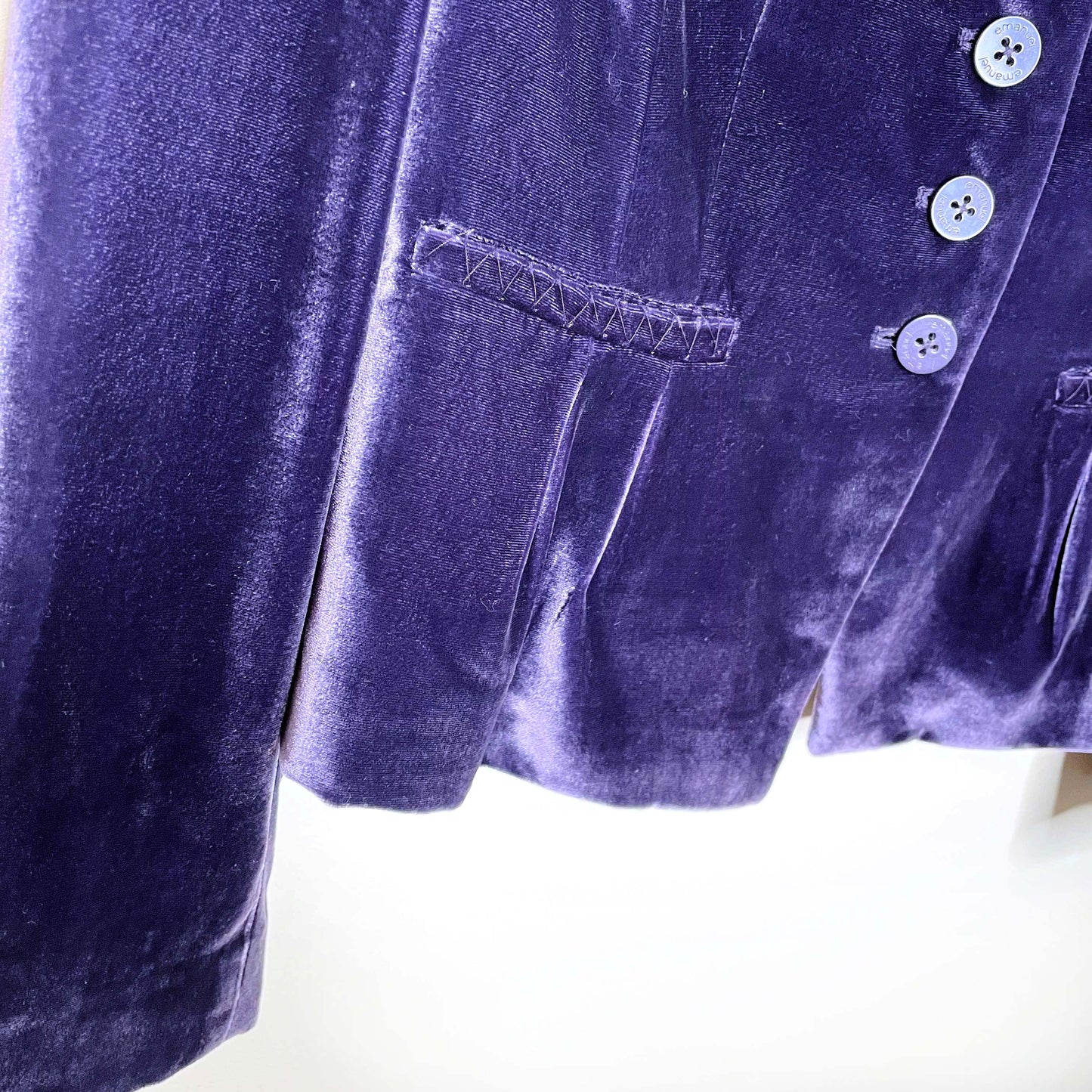 emanuel ungaro purple silk-blend velvet fitted blazer - size 6