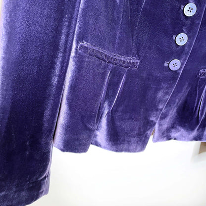 emanuel ungaro purple silk-blend velvet fitted blazer - size 6