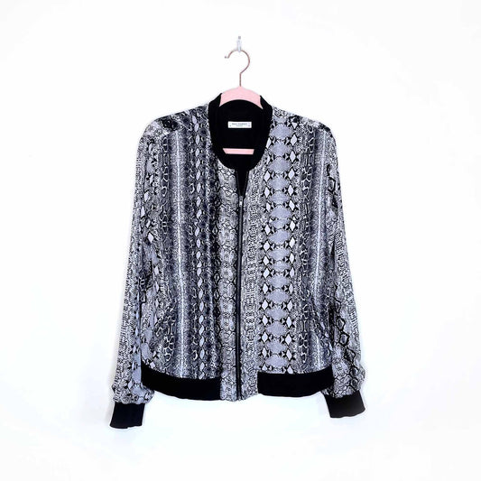 equipment femme snakeskin print silk bomber jacket - size small