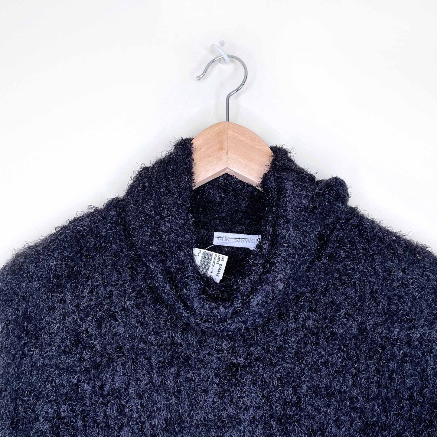 nwt erik stewart black eyelash faux fur turtleneck - size large