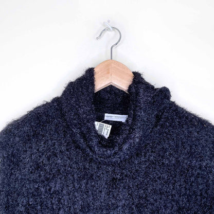 nwt erik stewart black eyelash faux fur turtleneck - size large
