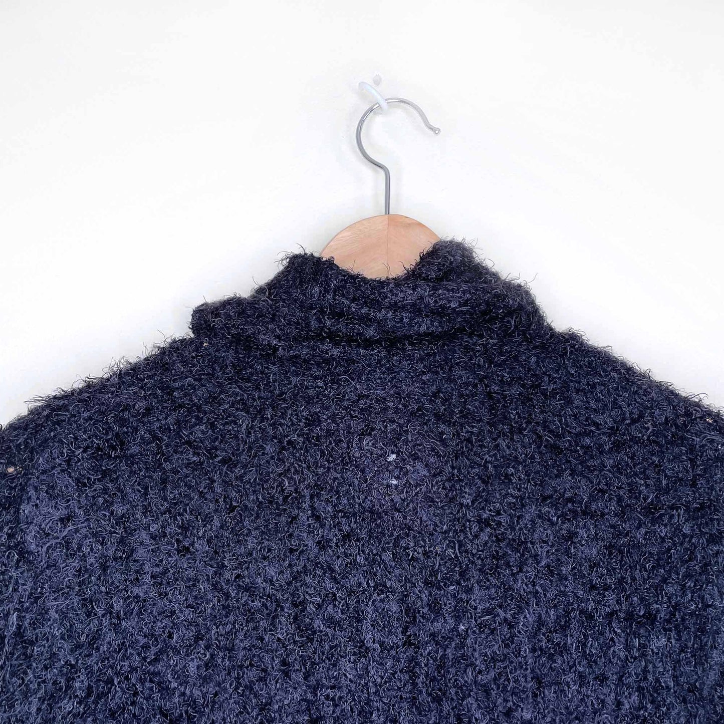 nwt erik stewart black eyelash faux fur turtleneck - size large