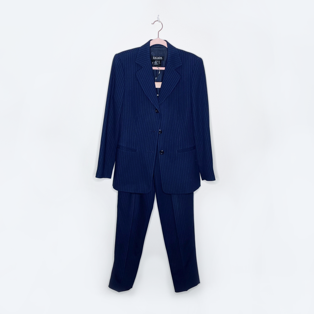 vintage escada wool-blend pant suit - size 36