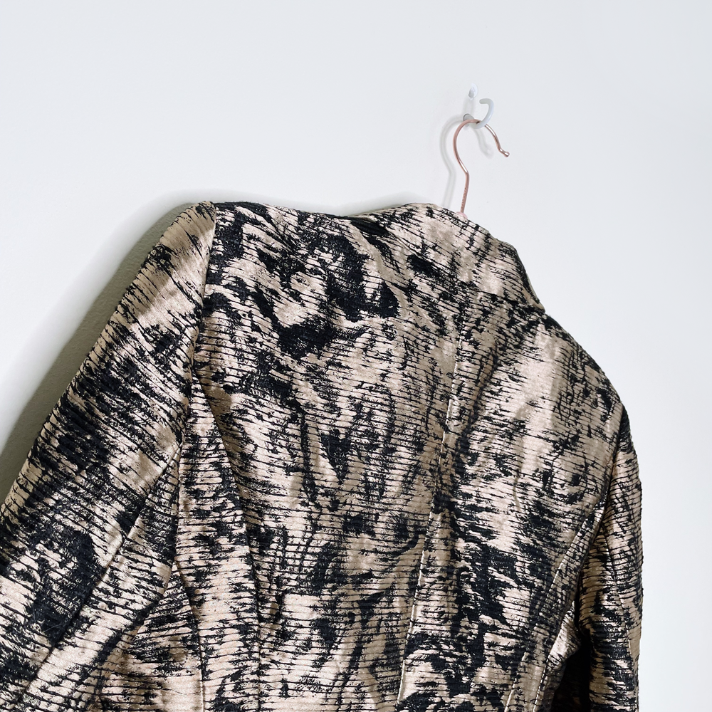 escada gold metallic brocade linen-silk blazer - size 36