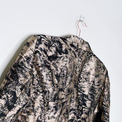 escada gold metallic brocade linen-silk blazer - size 36