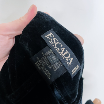 vintage escada black velvet stirrup high rise trousers - size 38