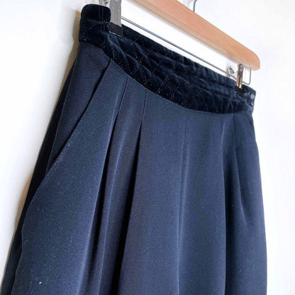 vintage escada black velvet waistband high rise tuxedo trousers - size 34
