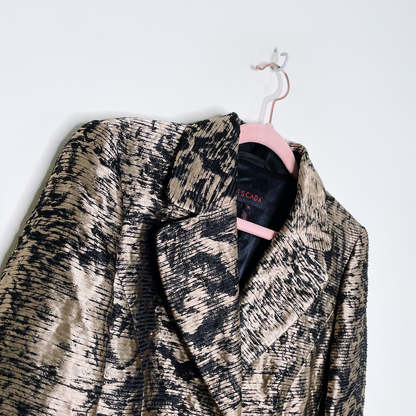 escada gold metallic brocade linen-silk blazer - size 36