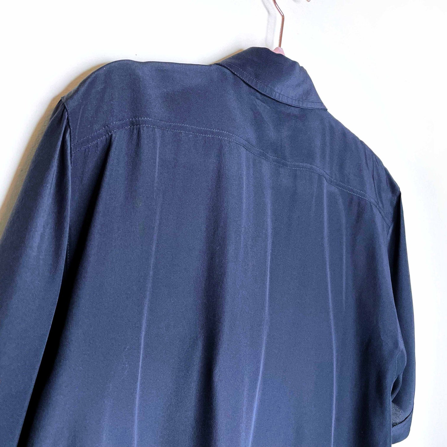 vintage escada black pleat fold silk blouse - size 36