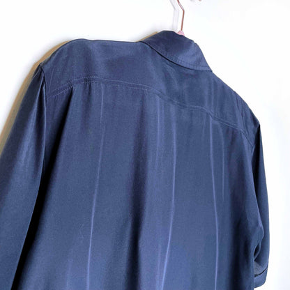 vintage escada black pleat fold silk blouse - size 36