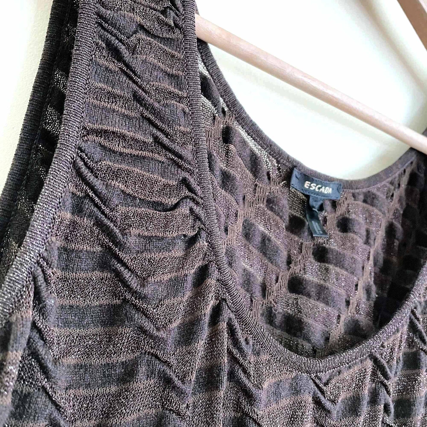 escada stretch knit semi-sheer tank top - size 36