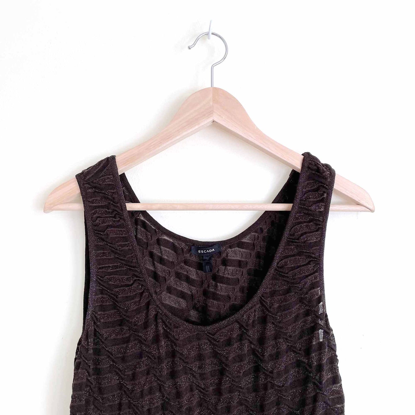 escada stretch knit semi-sheer tank top - size 36