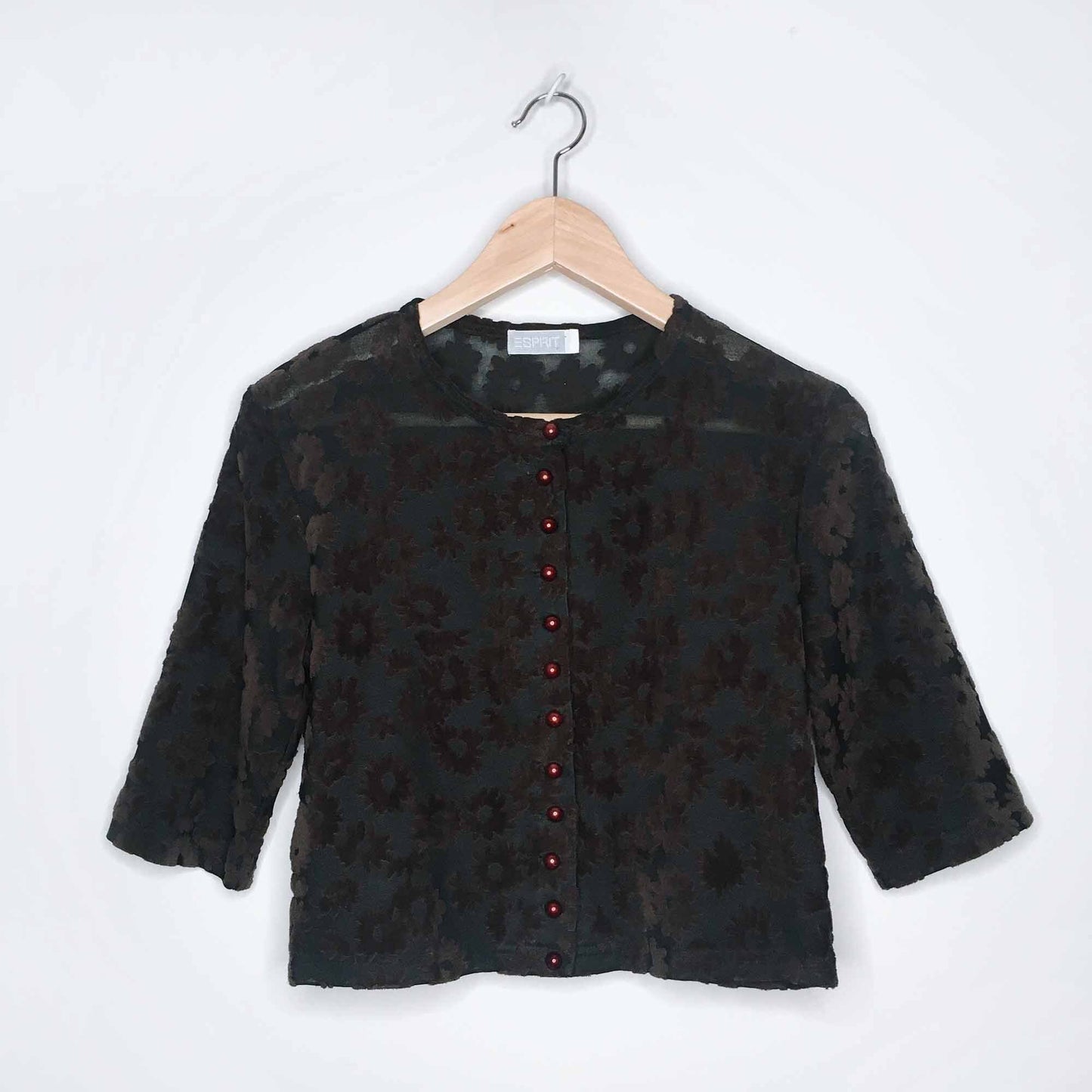Vintage Esprit velvet daisy burnout crop - size Small