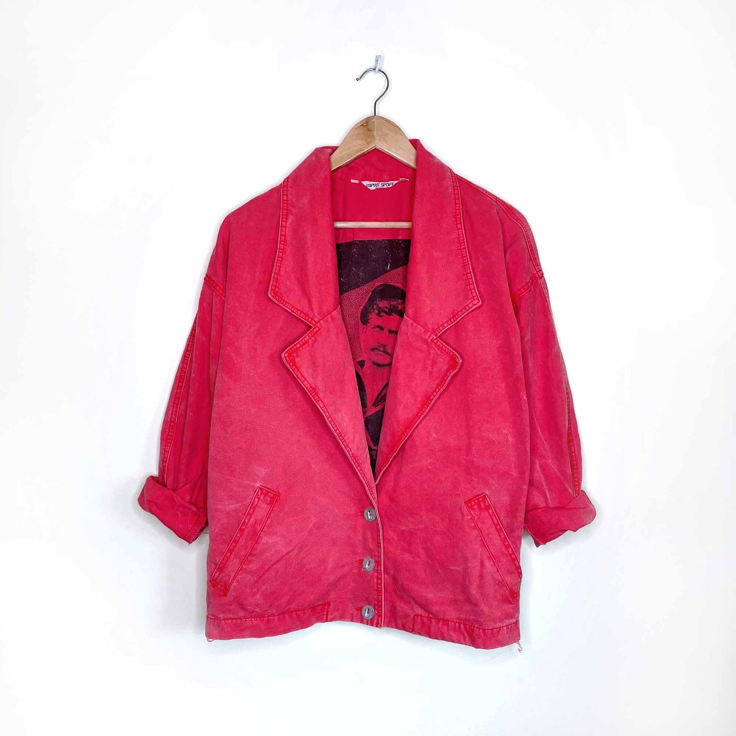 vintage 90's esprit sport red twill jacket - size small