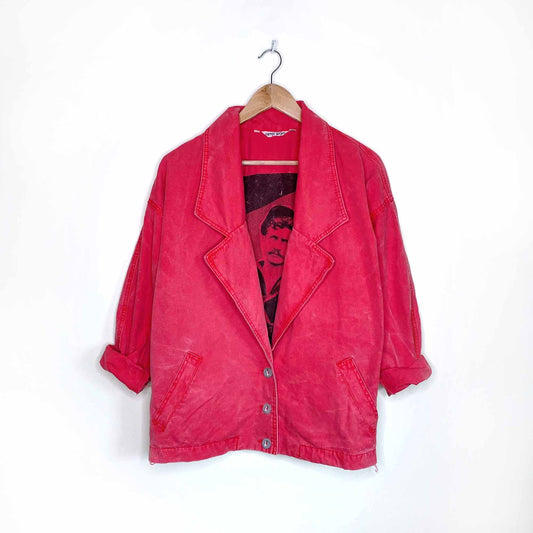 vintage 90's esprit sport red twill jacket - size small