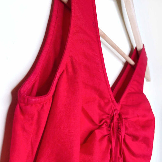 vintage esprit v-neck linen-blend summer dress - size xs