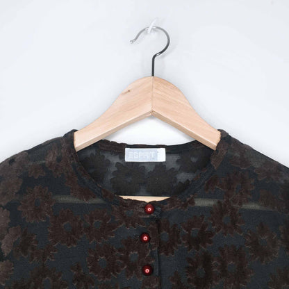 Vintage Esprit velvet daisy burnout crop - size Small