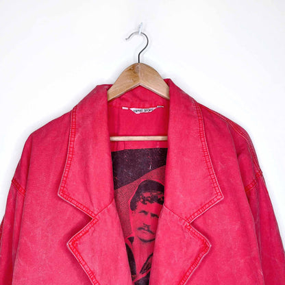 vintage 90's esprit sport red twill jacket - size small