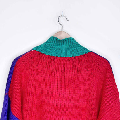vintage esprit 80's 90's multi colour stripe turtleneck - size large