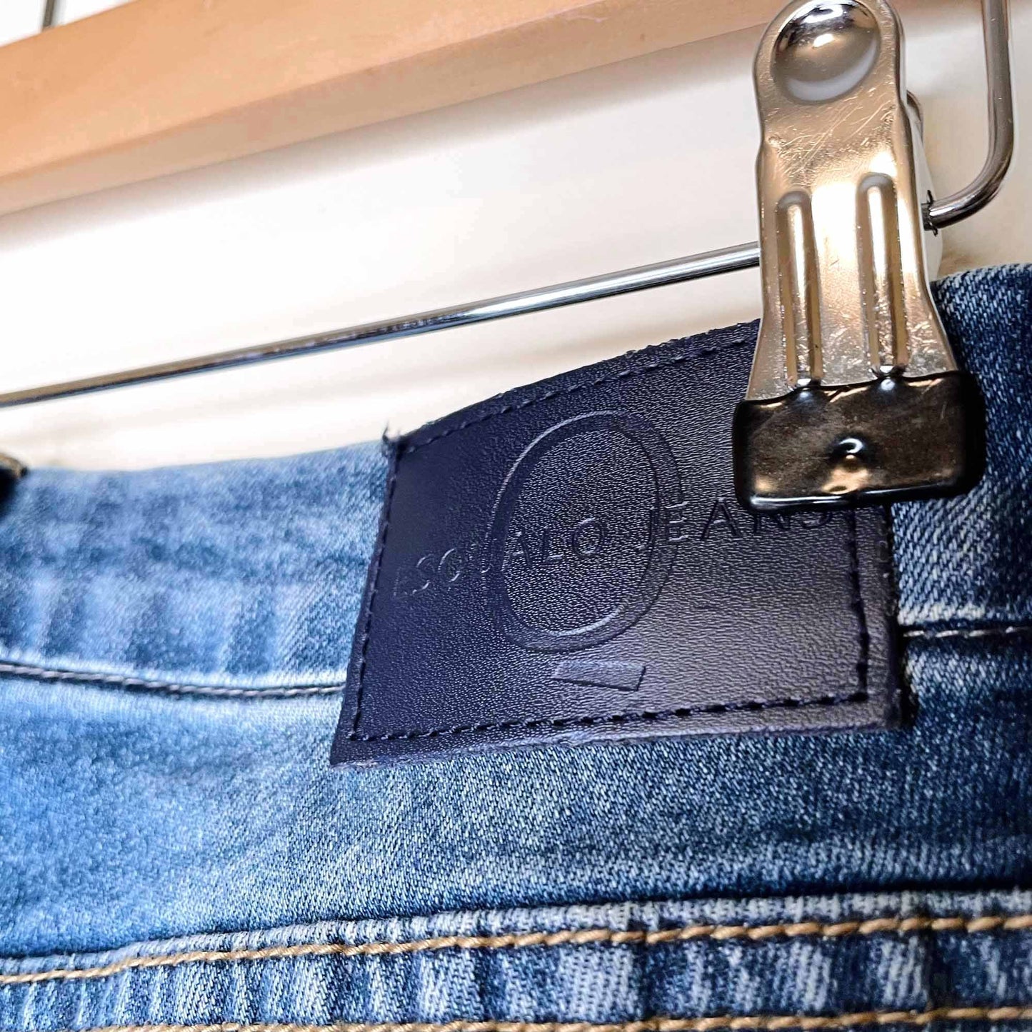 esqualo retro flare leg panel two-toned jeans - size 12