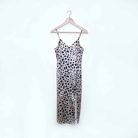 nwt e.ssue leopard print satin slip dress - size small
