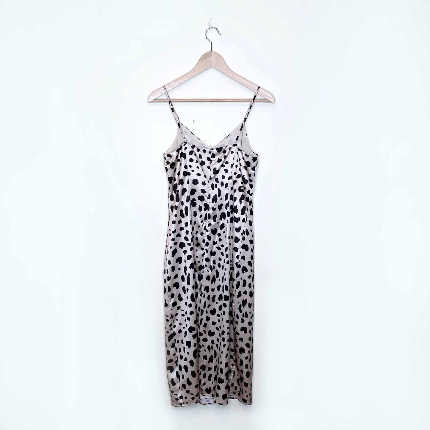 nwt e.ssue leopard print satin slip dress - size small