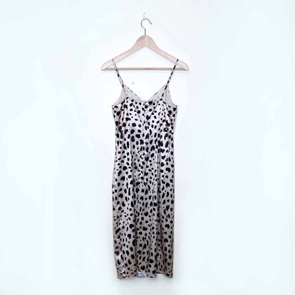 nwt e.ssue leopard print satin slip dress - size small