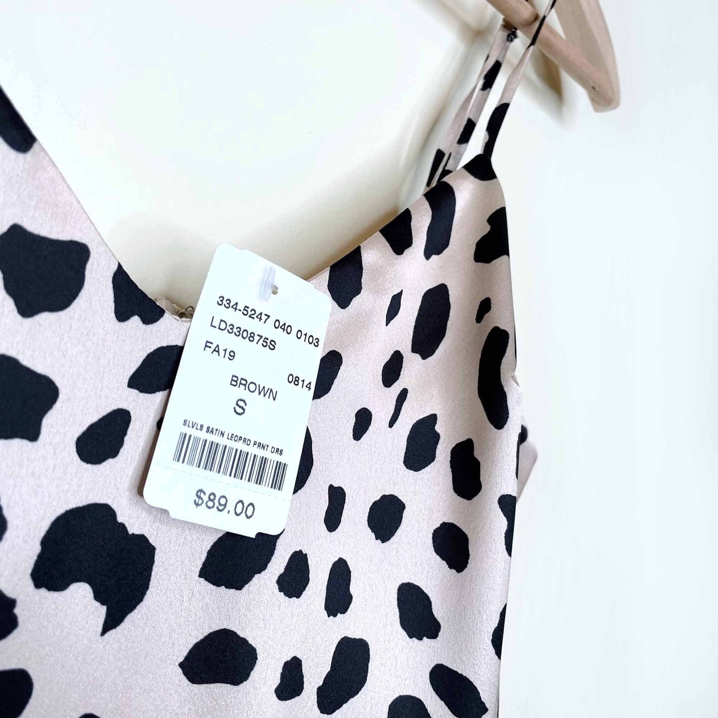 nwt e.ssue leopard print satin slip dress - size small