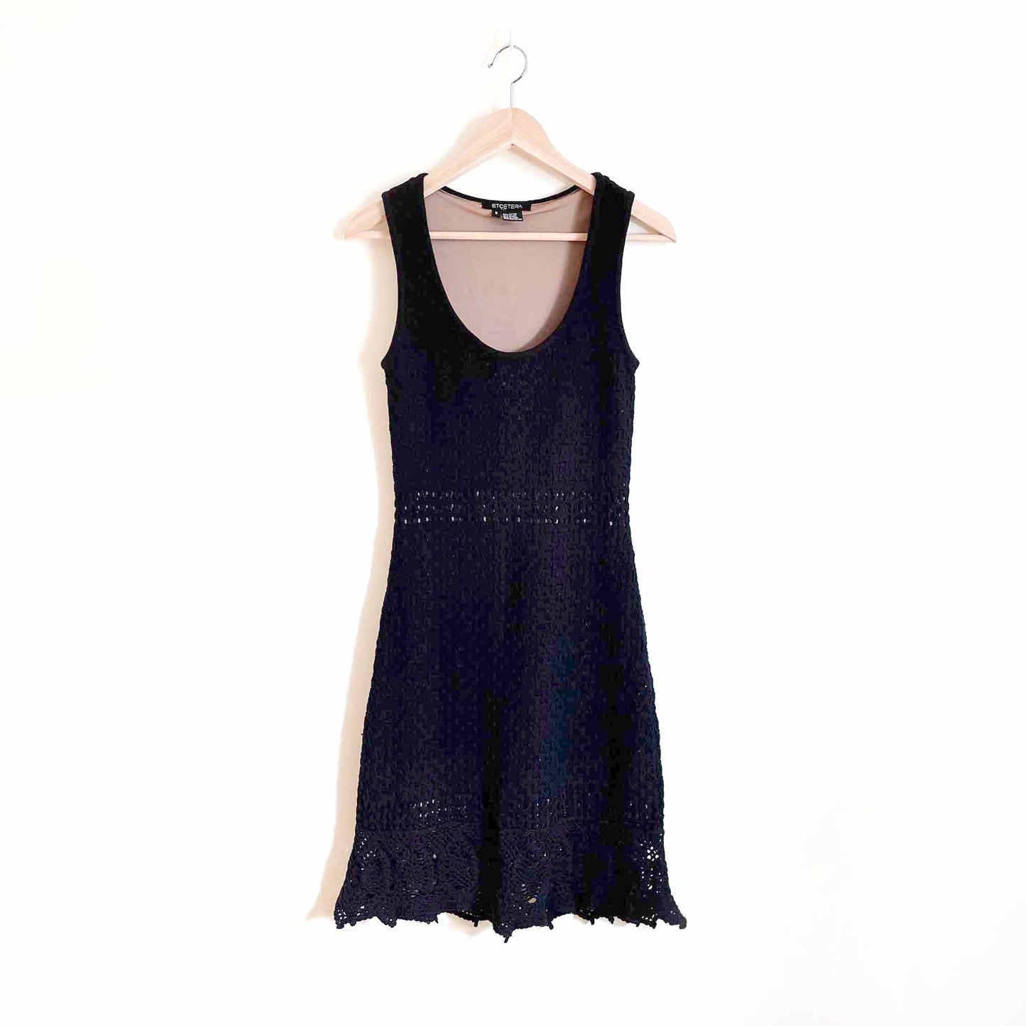 etcetera black crochet tank dress - size small